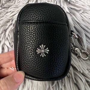 CH Black Leather Airpods Keychain Pouch